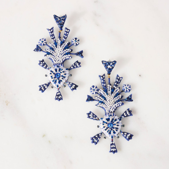 Embroidered & Beaded Blue Vow Earrings
