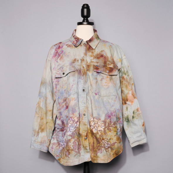 Hand-Painted & Dyed Denim Floral Jacket by Touch Threads