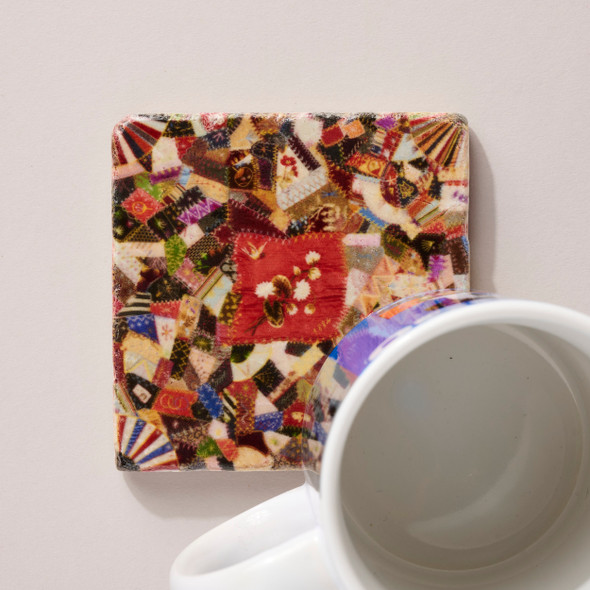 Crazy Quilt 1884 by Lucy Richards Brock Tile by The Painted Lily Crazy Quilt 1884 by Lucy Richards Brock Tile by The Painted Lily