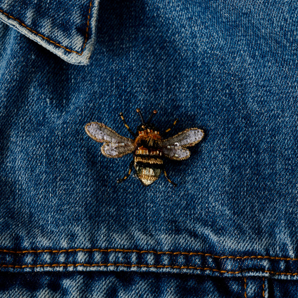 Humble Bee Embroidered & Beaded Pin