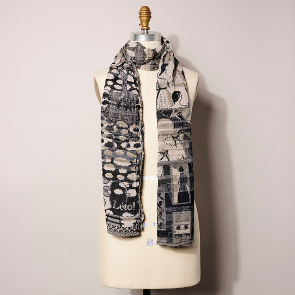 Surrealisme Noir Organic French Jacquard  Scarf