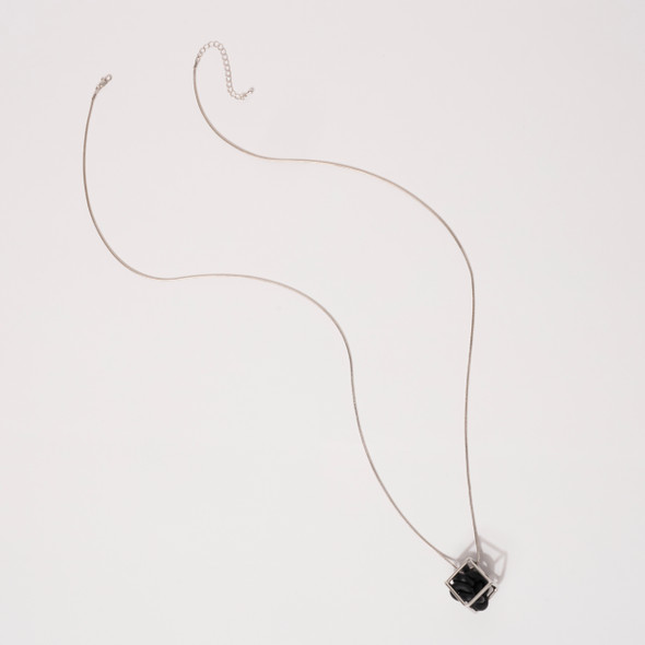 Veer Cube Black & Silver Long Necklace