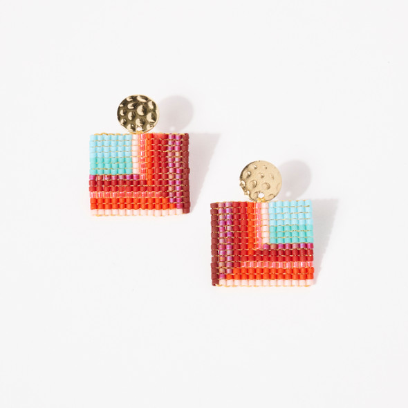 Square Colorblock Glass Bead Posts by Loominous Design