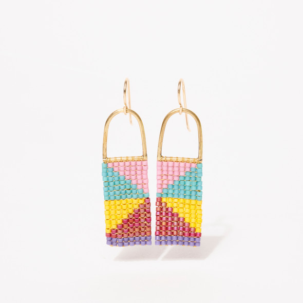 Stacked Triangles Glass Bead Earrings by Loominous Design