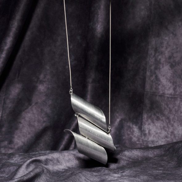3 Wave Sculpture Pendant Necklace