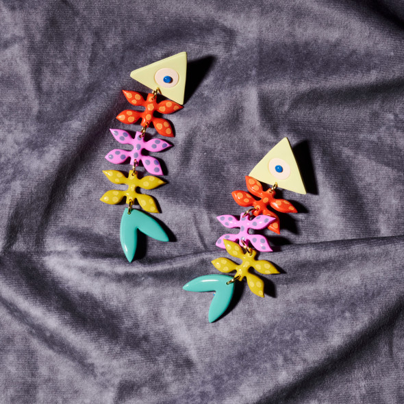 Colorful Bone Fish Earrings by Delaney & Blu