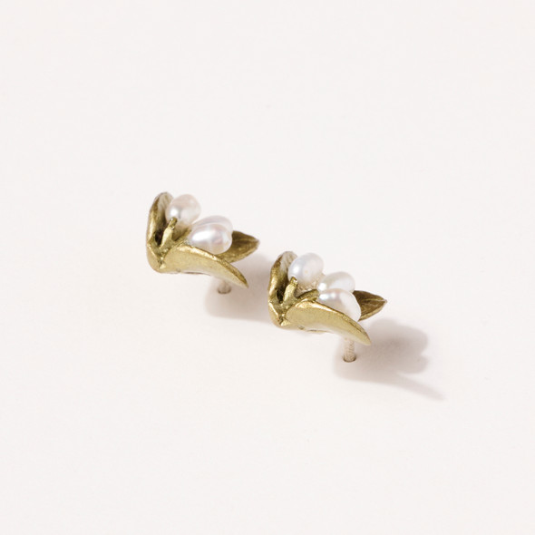 Bronze Spring Vine Stud Earrings