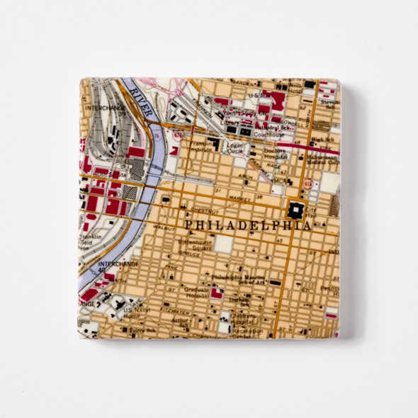Philly Map 1970's Gold Tile by Painted Lily