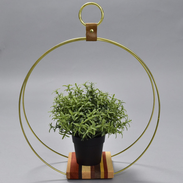 Honorable Oak Large Exotic Wood and Brass Plant Stand by Honorable Oak