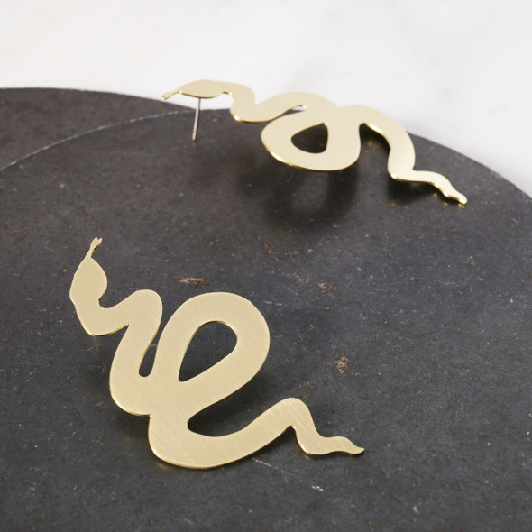 Coiled Snake Brass Earrings