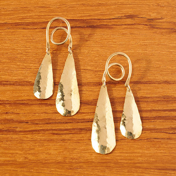 Zelik Liquid Bronze Double Drop Earrings by Zelik