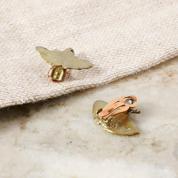 Michael Michaud Bronze Gingko Clip Earrings