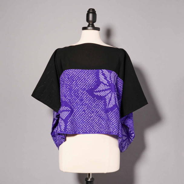  One Of A Kind Deep Violet & Black Shibori Blouse 