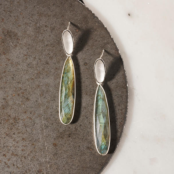 Sarah Richardson Jewelry Long Labradorite Teardrop River Post Earrings  