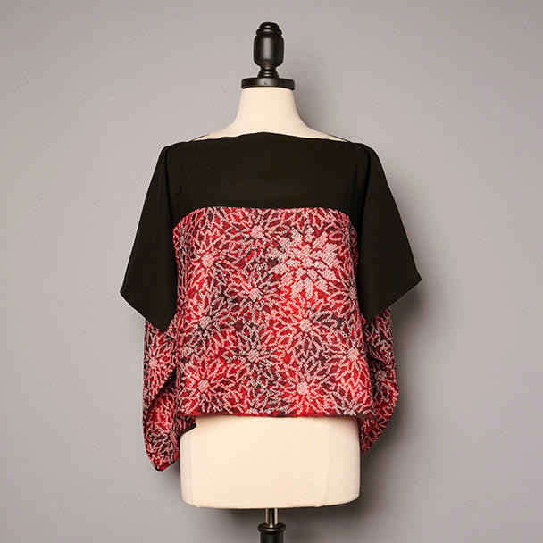  One Of A Kind Shibori Blouse Red Black Floral 