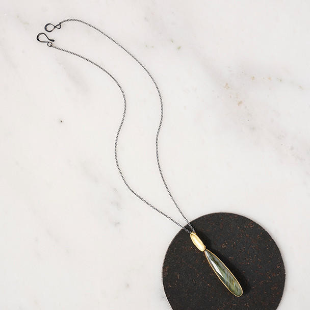 Sarah Richardson Jewelry Long Teardrop Labradorite River Pendant 