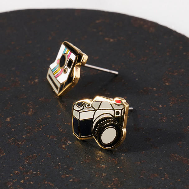  Mismatched Camera Earrings 