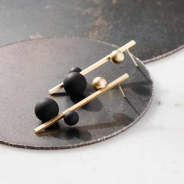  Black & Gold Note Earrings  