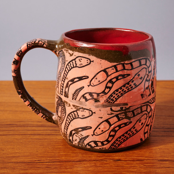 Snakes Mug with Pink Slip by Crooked Curiosities