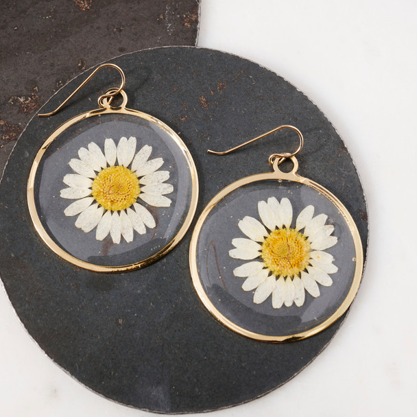Large Gold Filled Daisy Hoops by Windy City Wildflowers