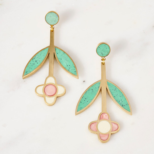 C&L Long Flower Drops Earrings