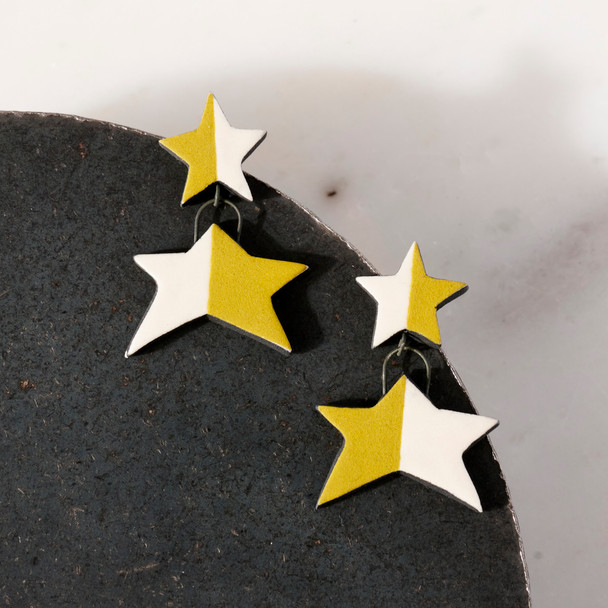 22W Double Star Porcelain Earrings