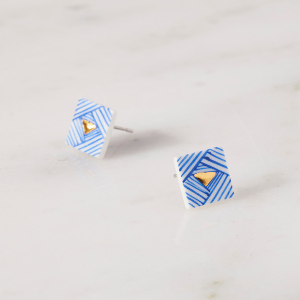 Bara Rose Hand-Drawn Porcelain Earrings