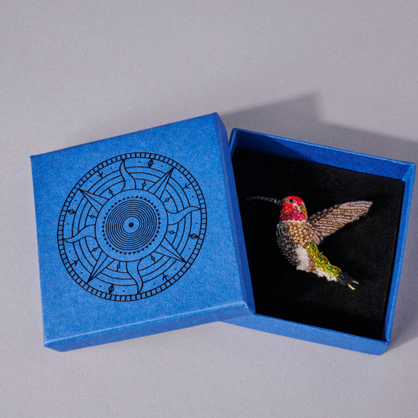 Embroidered & Beaded Hummingbird Pin