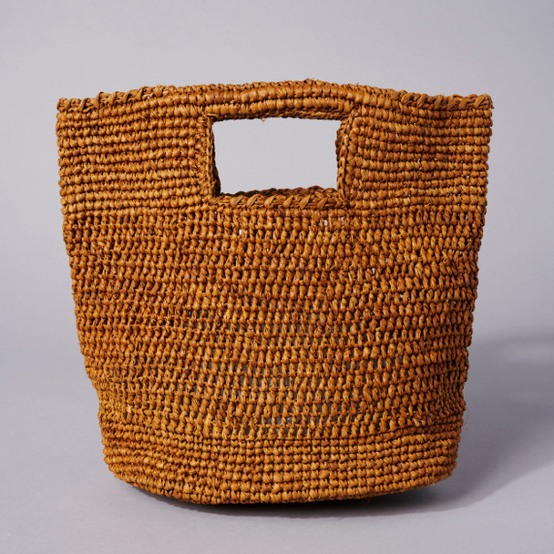 Mini Crochet Straw Basket-style Bag - Tobacco