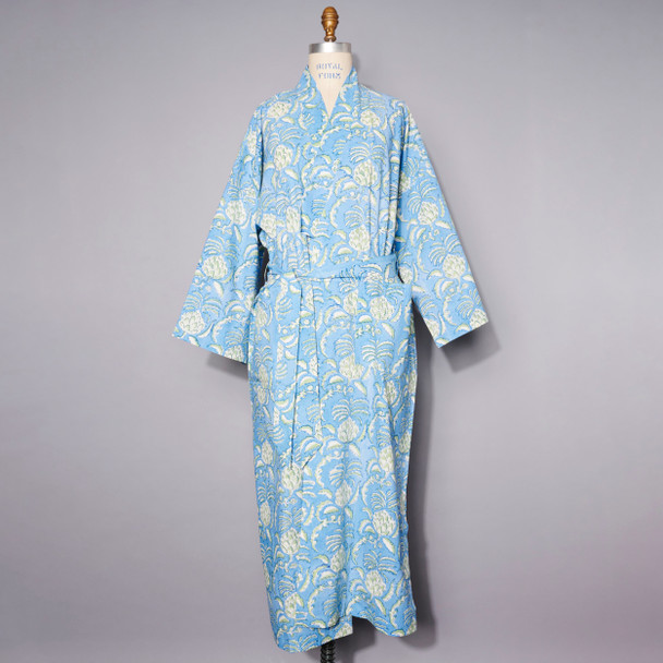 Blue Thistle Block Print Robe