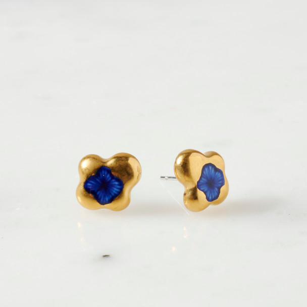 Gold Cloud Hand-Drawn Porcelain Stud Earrings