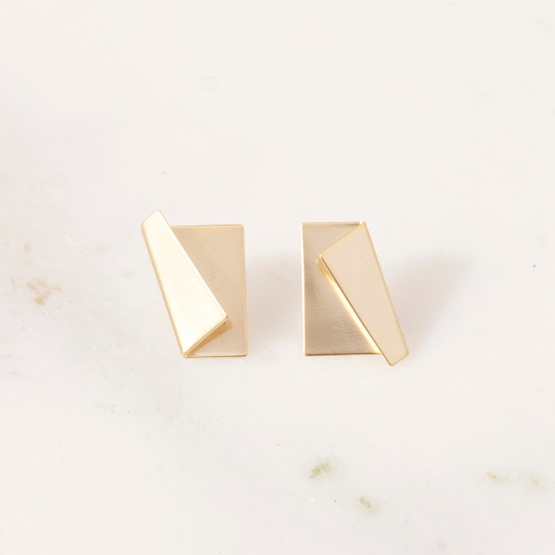 Gold Neo Fold Stud Earrings