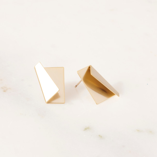 Gold Neo Fold Stud Earrings