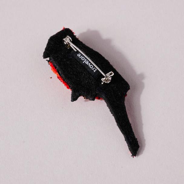 Embroidered & Beaded Red Cardinal Pin