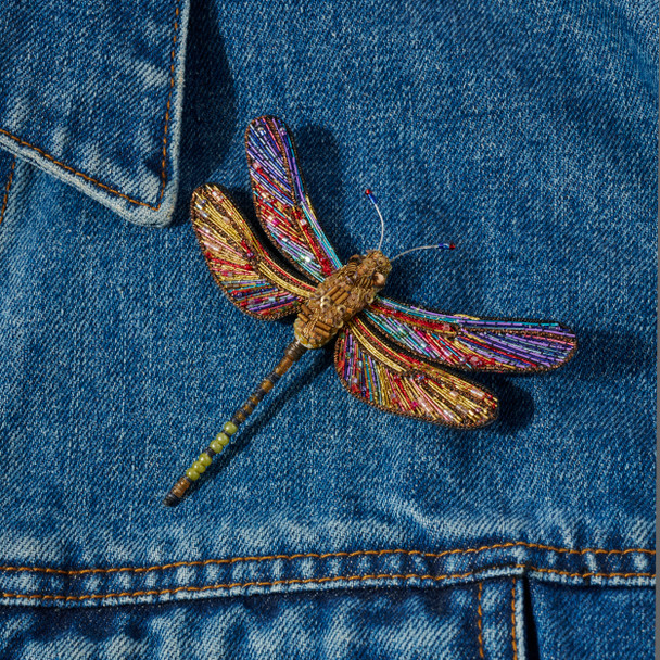 Embroidered & Beaded Large Hawker Dragonfly Pin