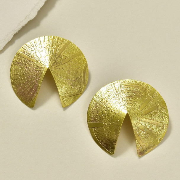 Keta Handmade Etched Wonton Bronze Earrings by Keta Handmade