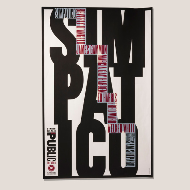 Simpatico, Public Theater 1994 Silkscreen Poster designed by Paula Scher