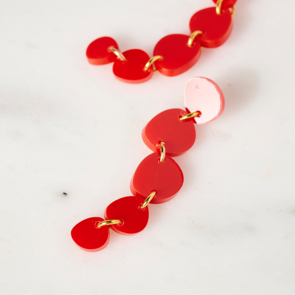 Red Freeform Stack Earrings by NoShade