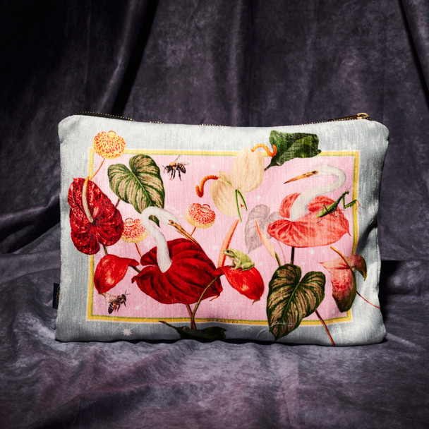 Anturios Pale Blue Velvet Clutch by Muzaluci