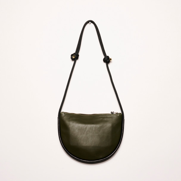 Leather Selene Bag in Moss/Black