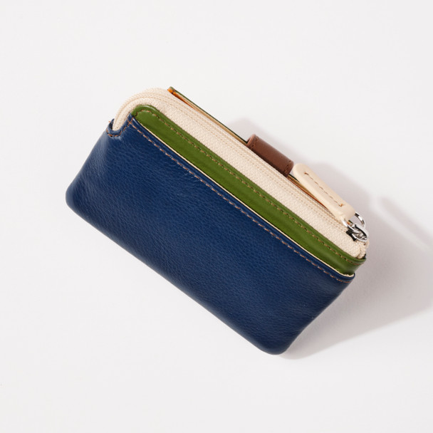 Leather Wallet ID Case with Snap in Harvest Multi