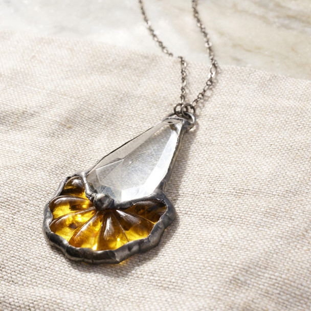 Lulu and Glass Amber Rosette with Clear Intaglio Pendant by Lulu and Glass