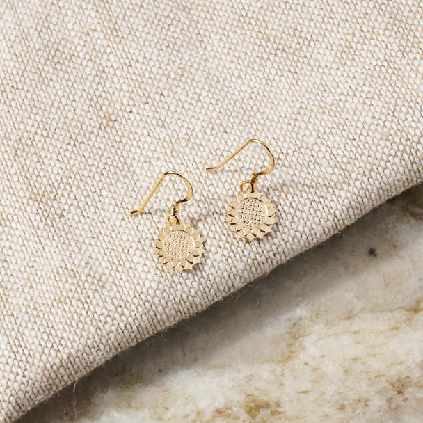 Van Gogh Sunflowers Gold Dangle Earrings