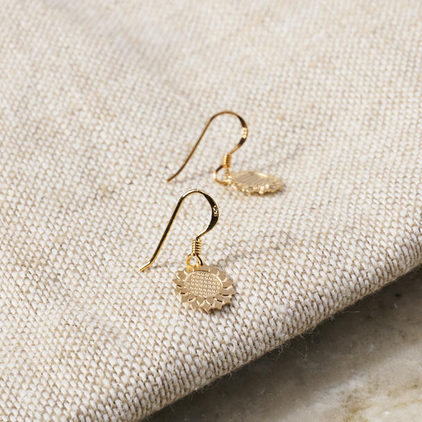 Van Gogh Sunflowers Gold Dangle Earrings