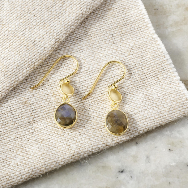 Sarah Richardson Jewelry Sterling and 18K Gold and Labradorite Earrings 