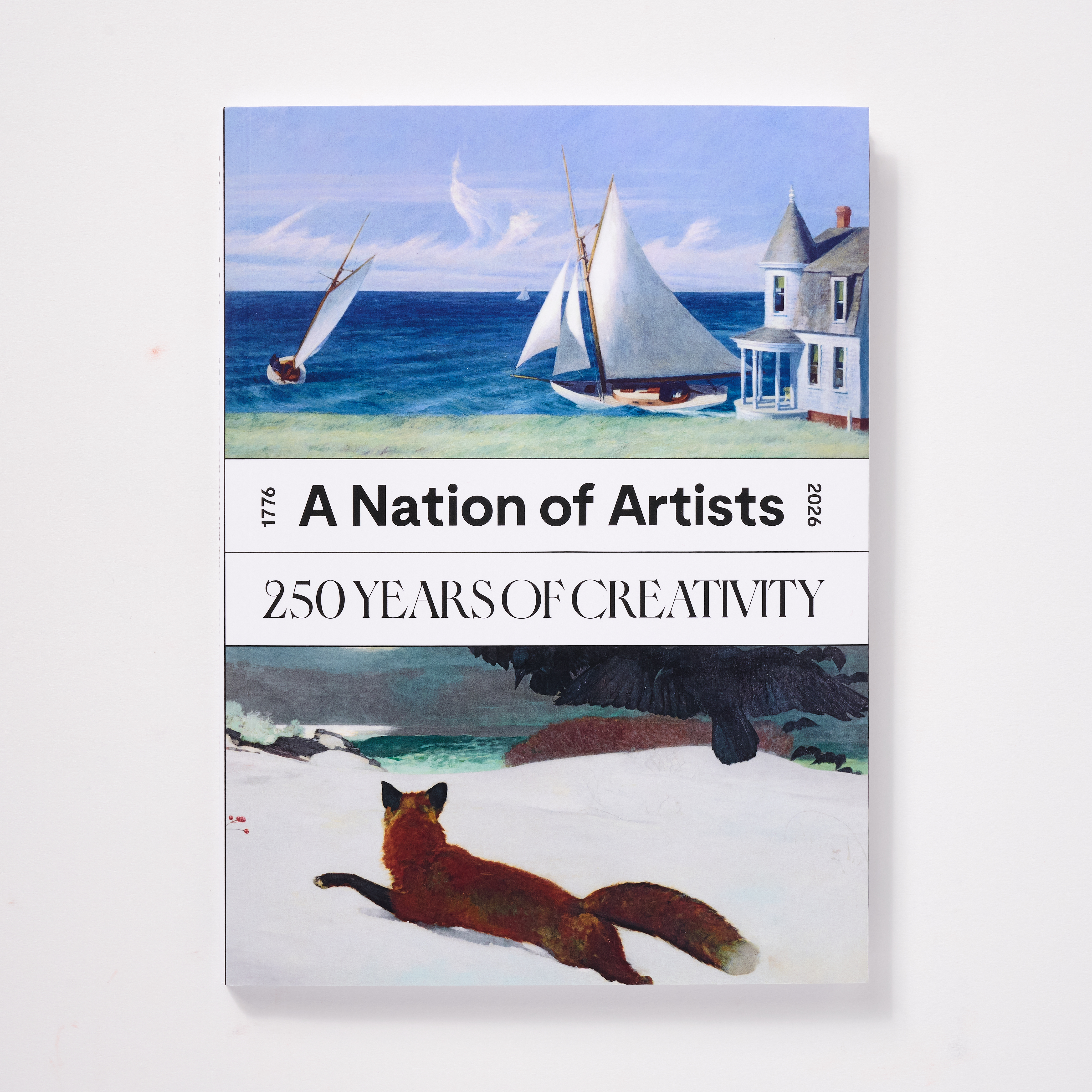 Book cover titled 'A Nation of Artists: 250 Years of Creativity' featuring artwork.