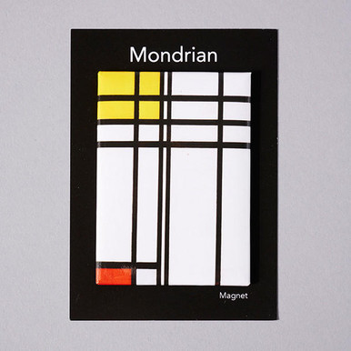Mondrian Opposition of Lines Red and Yellow Magnet