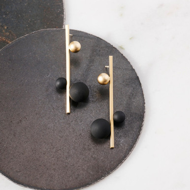 Black & Gold Note Earrings