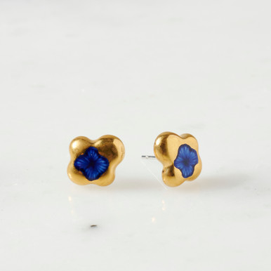 Gold Cloud Hand-Drawn Porcelain Stud Earrings