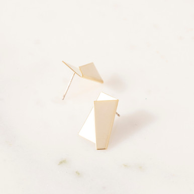 Gold Neo Fold Stud Earrings